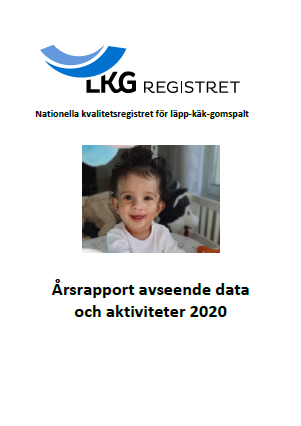 Miniatyr av framsidan på LKG-registrets årsrapport för 2020. Ett litet barn syns le mot kameran.